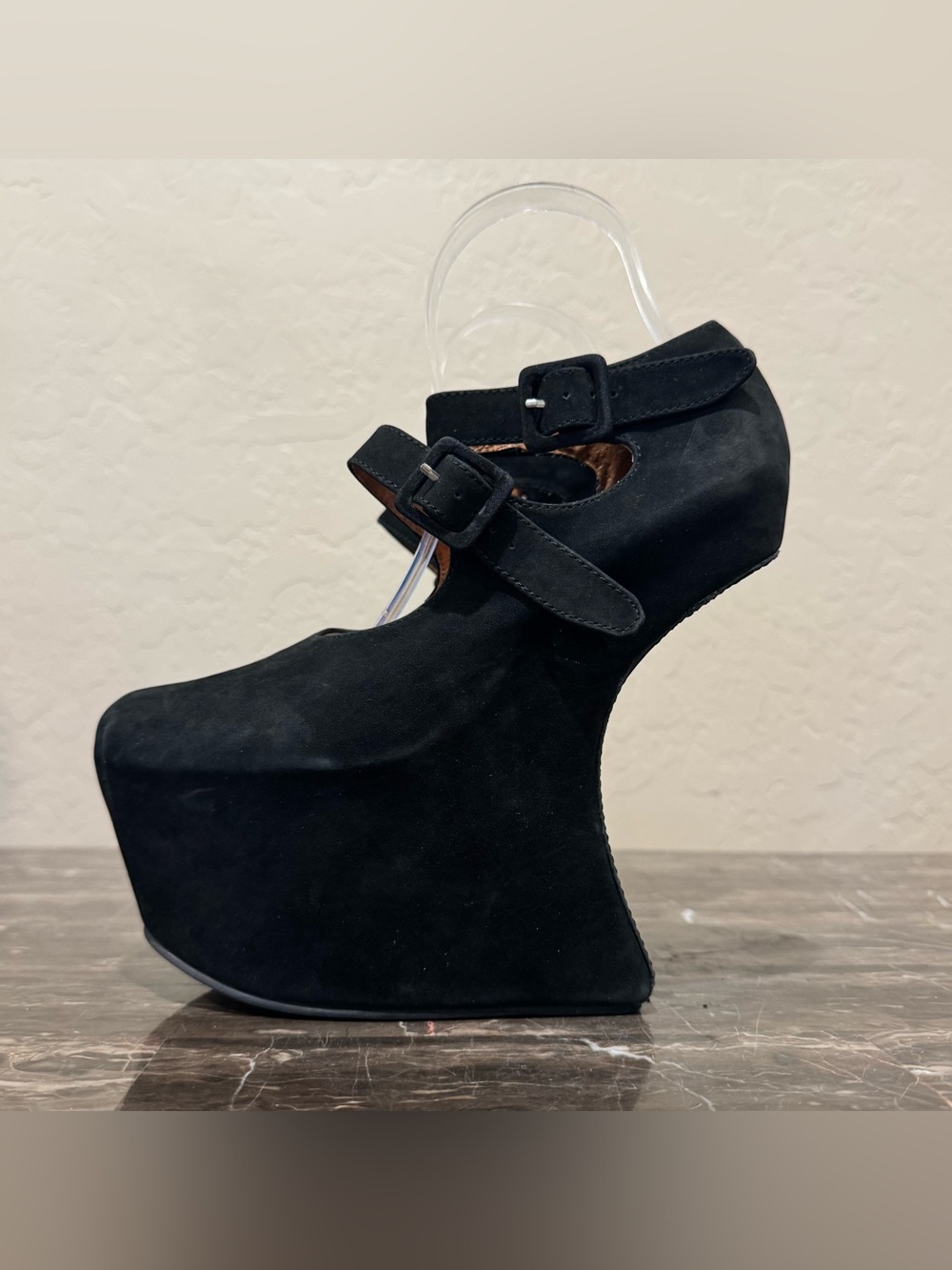Jeffrey Campbell Rockspring Suede Heel-less Platform Mary Janes